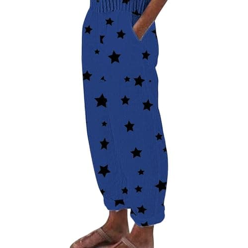Women's Casual Star Print Linen Pants