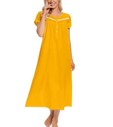 IZZY + TOBY Women's Soft Cotton Nightgowns Long Sleeve Pajamas