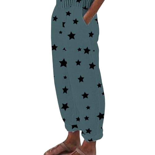 Women's Casual Star Print Linen Pants