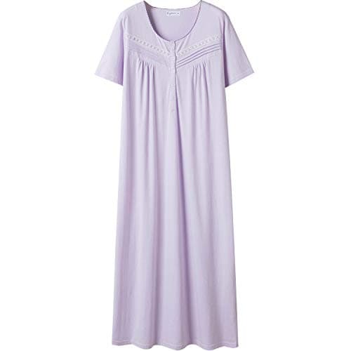 Soft 100% Cotton Women's Nightgowns, Comfortable Short Sleeves