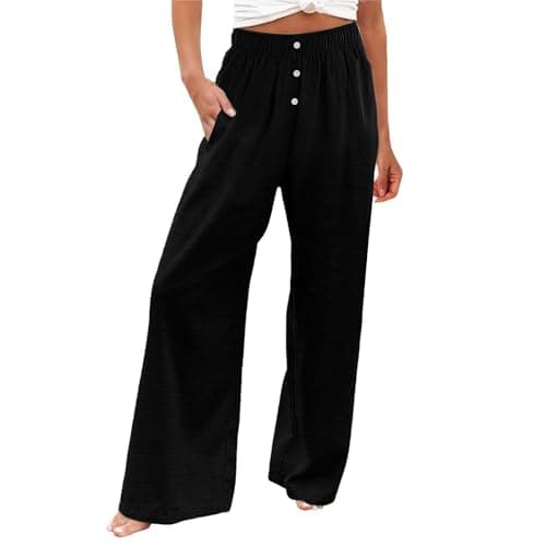 Women's Casual High Waisted Wide Leg Linen Pants