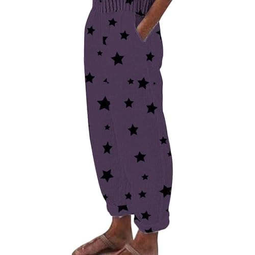 Women's Casual Star Print Linen Pants