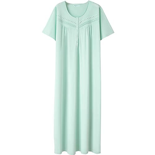Soft 100% Cotton Women's Nightgowns, Comfortable Short Sleeves
