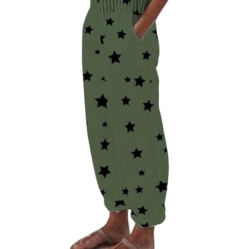 Women's Casual Star Print Linen Pants