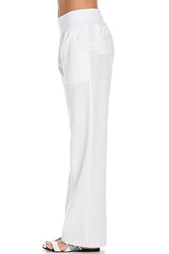 Poplooks Women's Comfy Linen Pants
