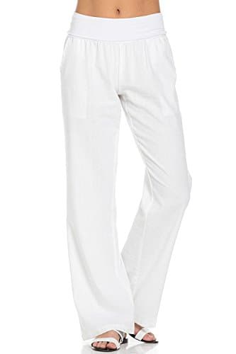 Poplooks Women's Comfy Linen Pants