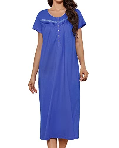 IZZY + TOBY Women's Soft Cotton Nightgowns Long Sleeve Pajamas