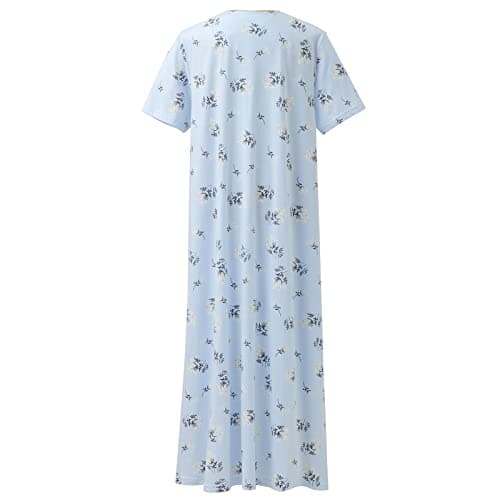 Soft 100% Cotton Women's Nightgowns, Comfortable Short Sleeves