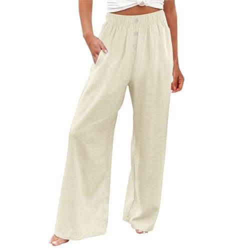 Women's Casual High Waisted Wide Leg Linen Pants