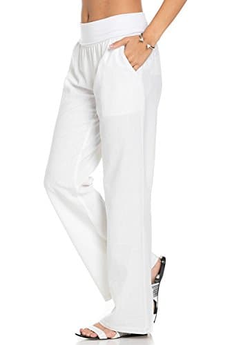 Poplooks Women's Comfy Linen Pants