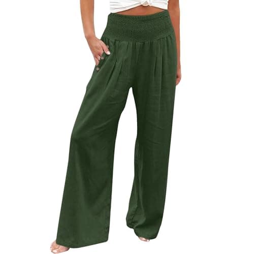 Women's Casual High Waisted Wide Leg Linen Pants