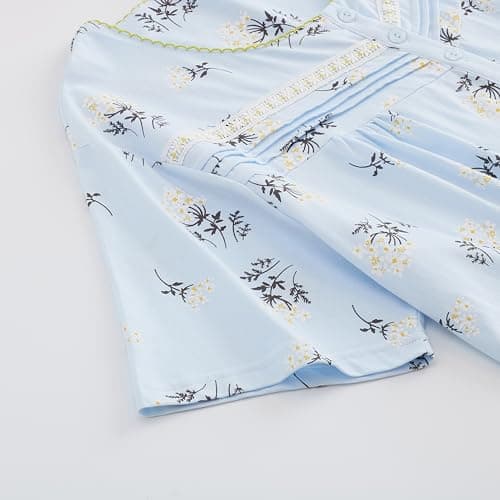 Soft 100% Cotton Women's Nightgowns, Comfortable Short Sleeves