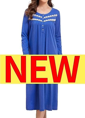 Long Sleeve Cotton Nightgowns for Women