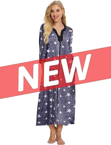 Bloggerlove Womens Long Zip Up House Coat Sleepwear