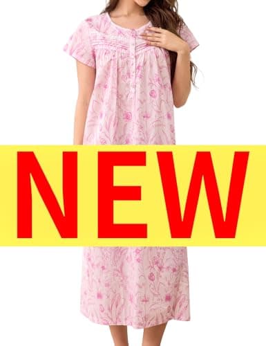 IZZY + TOBY Women's Soft Cotton Nightgowns Long Sleeve Pajamas