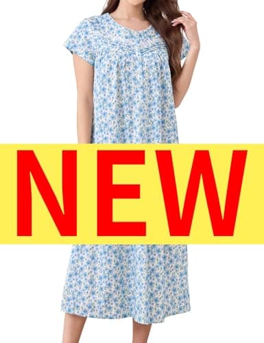 IZZY + TOBY Women's Soft Cotton Nightgowns Long Sleeve Pajamas