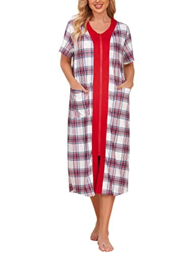 Ekouaer Women's Zipper Front Housedress