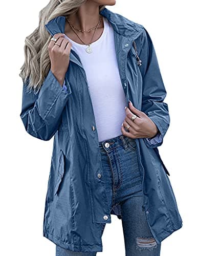Kikibell Women's Striped Hooded Raincoat