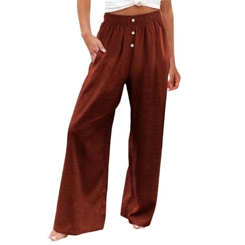 Women's Casual High Waisted Wide Leg Linen Pants