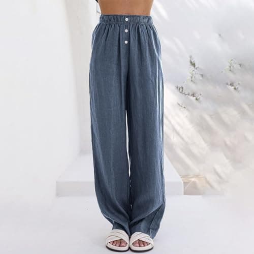 Women's Casual High Waisted Wide Leg Linen Pants