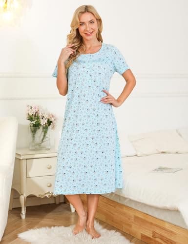 Bloggerlove Soft Cotton Floral Nightgowns for Women