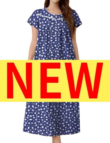 IZZY + TOBY Women's Soft Cotton Nightgowns Long Sleeve Pajamas