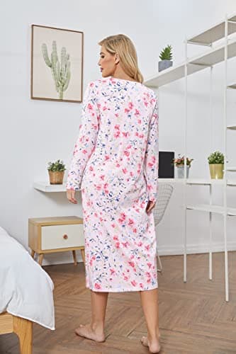 Long Sleeve Cotton Nightgowns for Women