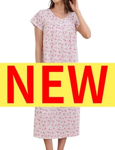 IZZY + TOBY Women's Soft Cotton Nightgowns Long Sleeve Pajamas