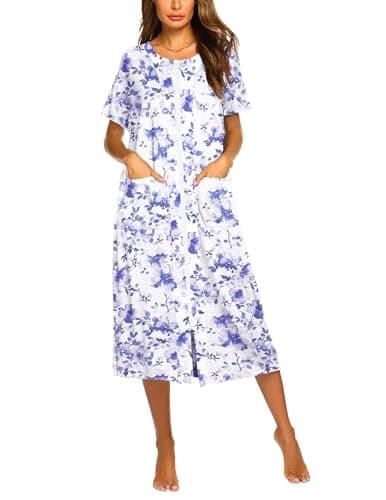 Ekouaer Women's Zipper Front Housedress