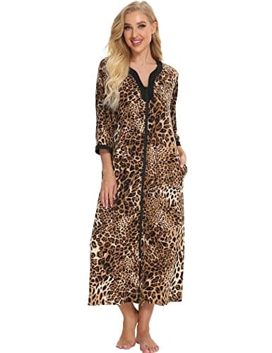Bloggerlove Womens Long Zip Up House Coat Sleepwear