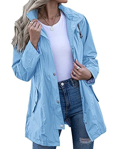 Kikibell Women's Striped Hooded Raincoat