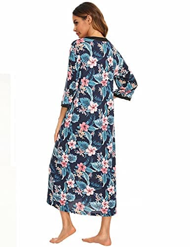 Bloggerlove Womens Long Zip Up House Coat Sleepwear