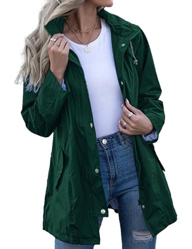 Kikibell Women's Striped Hooded Raincoat