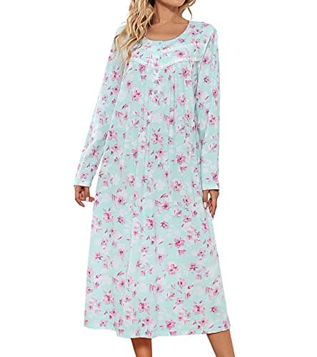 Long Sleeve Cotton Nightgowns for Women