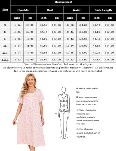 Bloggerlove Soft Cotton Floral Nightgowns for Women