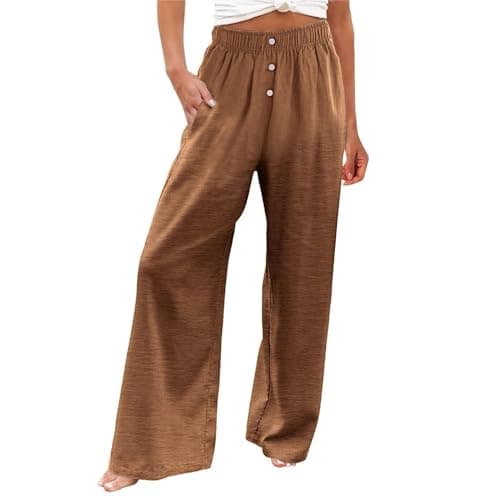 Women's Casual High Waisted Wide Leg Linen Pants