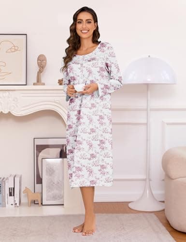 Bloggerlove Women's Soft Cotton Floral Sleepwear Nightgowns