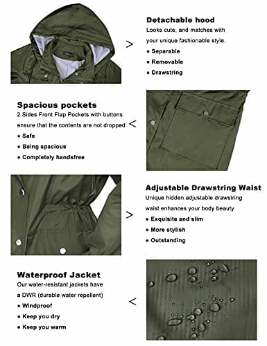Bloggerlove Army Green Striped Rain Jacket with Black Plaid Lining (XL Bundle)