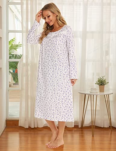 Bloggerlove Soft Cotton Floral Nightgowns for Women