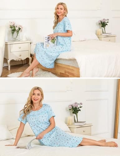 Bloggerlove Women's Soft Cotton Floral Sleepwear Nightgowns