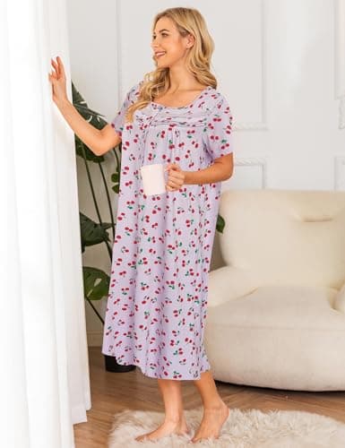 Bloggerlove Soft Cotton Floral Nightgowns for Women