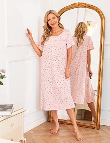 Bloggerlove Soft Cotton Floral Nightgowns for Women