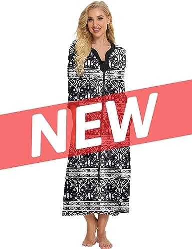 Bloggerlove Womens Long Zip Up House Coat Sleepwear