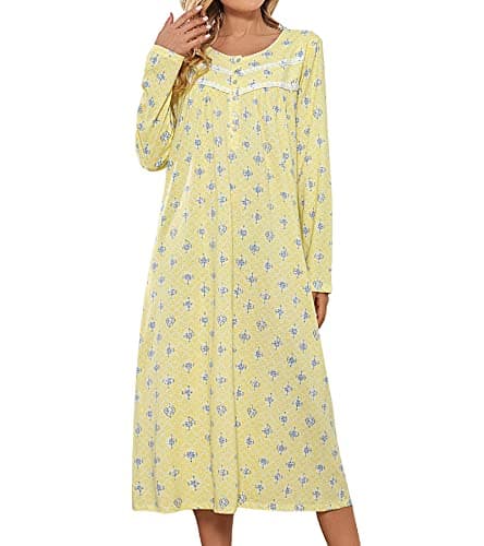 Long Sleeve Cotton Nightgowns for Women