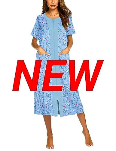 Ekouaer Women's Zipper Front Housedress