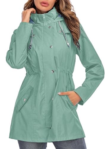 Kikibell Women's Striped Hooded Raincoat