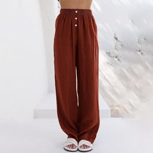 Women's High Waisted Wide Leg Linen Pants