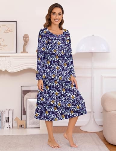 Bloggerlove Women's Soft Cotton Floral Sleepwear Nightgowns