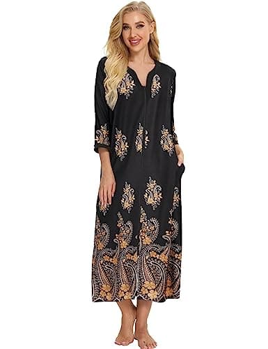 Bloggerlove Womens Long Zip Up House Coat Sleepwear