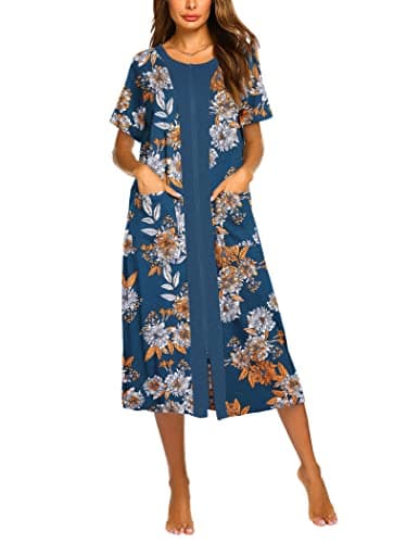 Ekouaer Women's Zipper Front Housedress